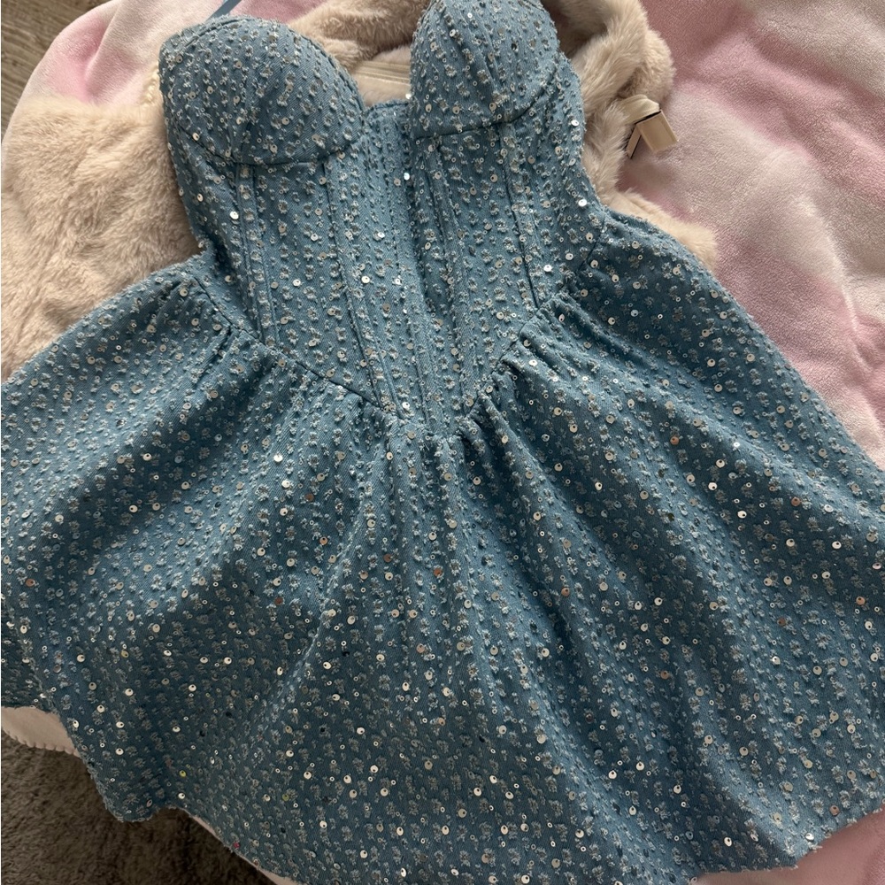 Windsor Blue Sequin Mini Dress